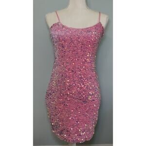 Lucy in the Sky Dress Women’s Large Pink Sparkle Sequin Mini Short
